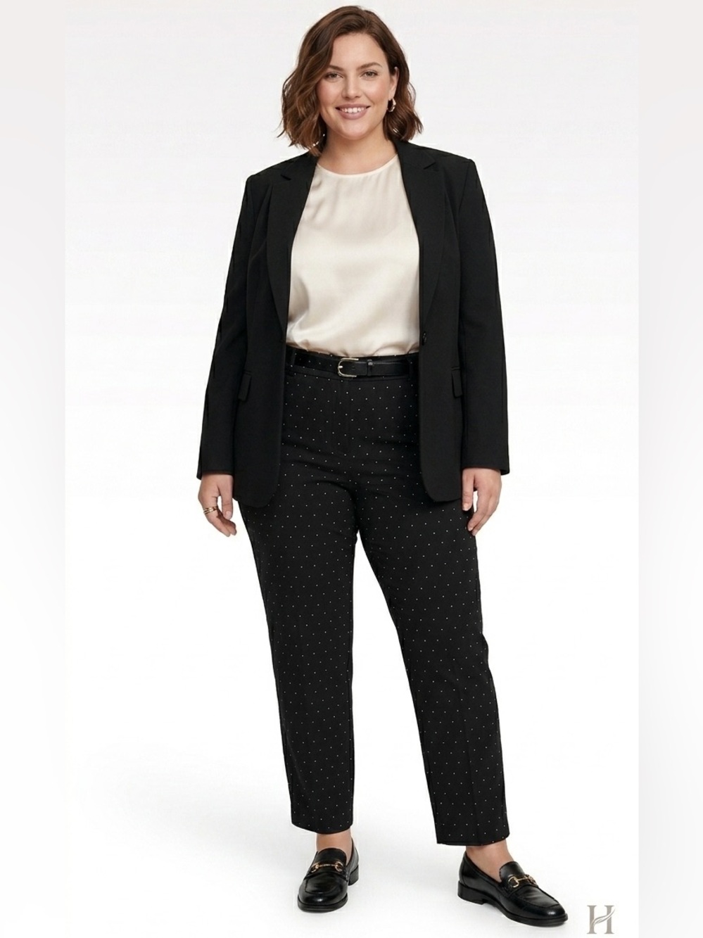 Charter Club | Black & Dark Grey Dot Print Dress Pant